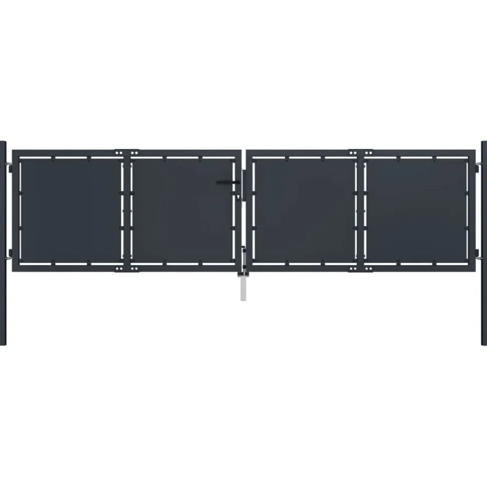 Puutarhaportti teräs 300x100cm umpinainen antrasiitti