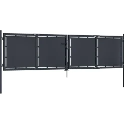 Puutarhaportti teräs 300x100cm umpinainen antrasiitti
