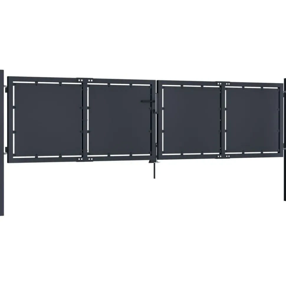 Puutarhaportti teräs 300x100cm umpinainen antrasiitti