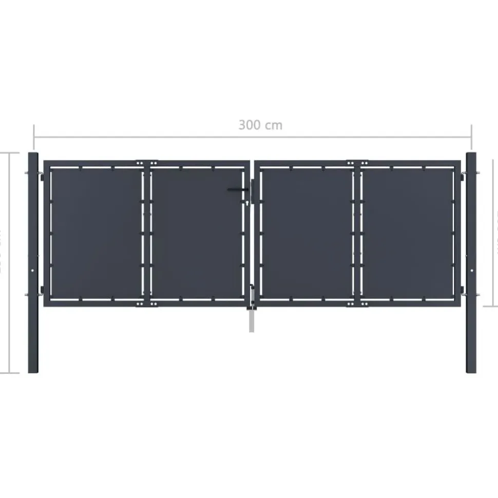 Puutarhaportti teräs 300x100cm umpinainen antrasiitti
