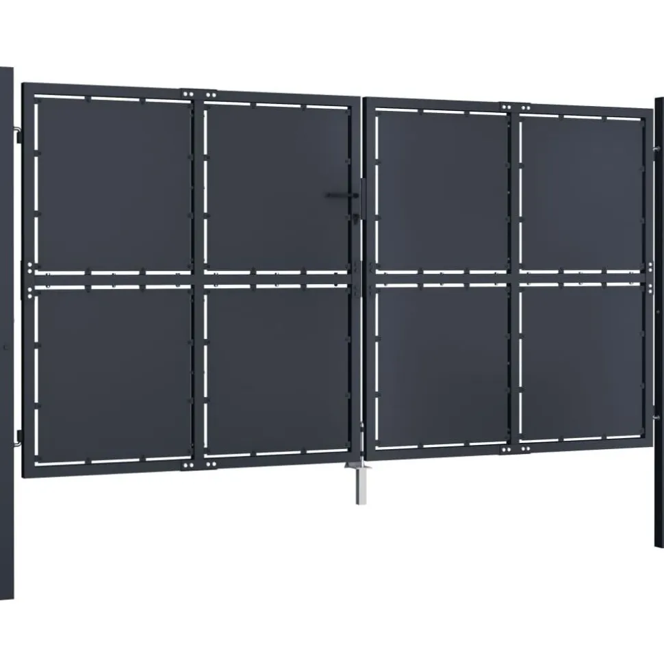 Puutarhaportti teräs 300x150cm umpinainen antrasiitti