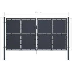 Puutarhaportti teräs 300x150cm umpinainen antrasiitti