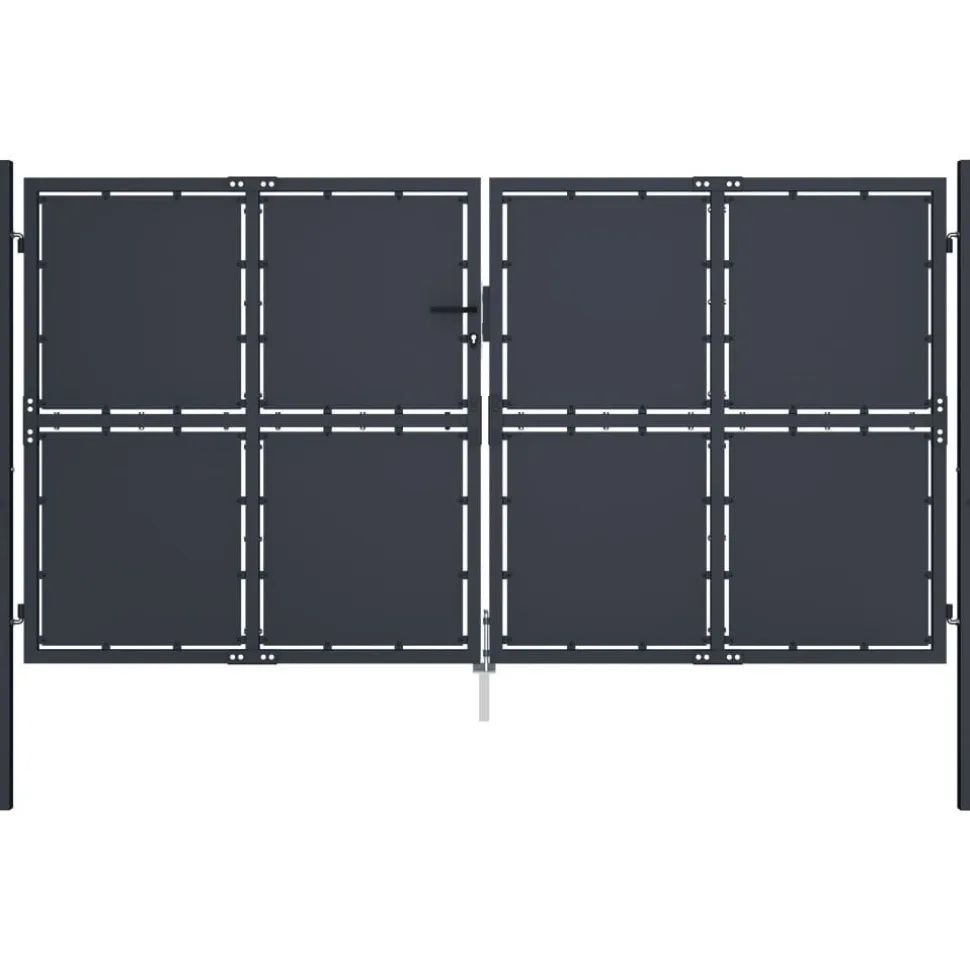 Puutarhaportti teräs 300x150cm umpinainen antrasiitti