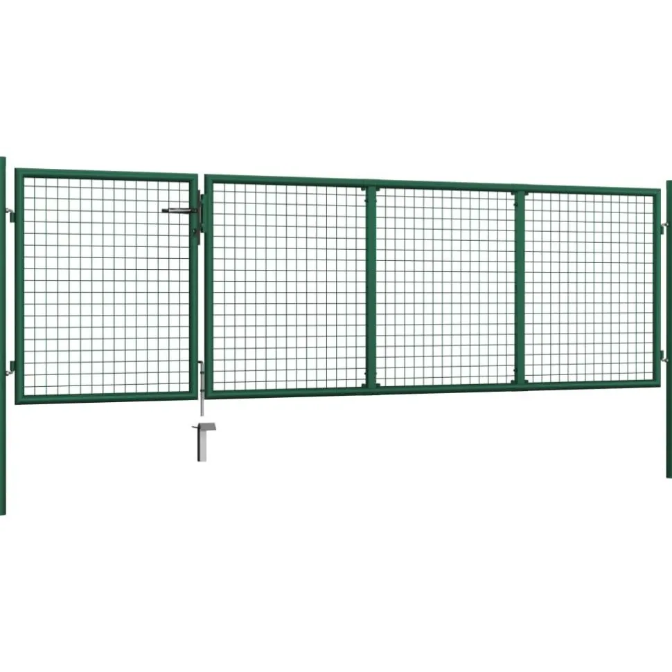 Puutarhaportti teräs 350x100cm vihreä