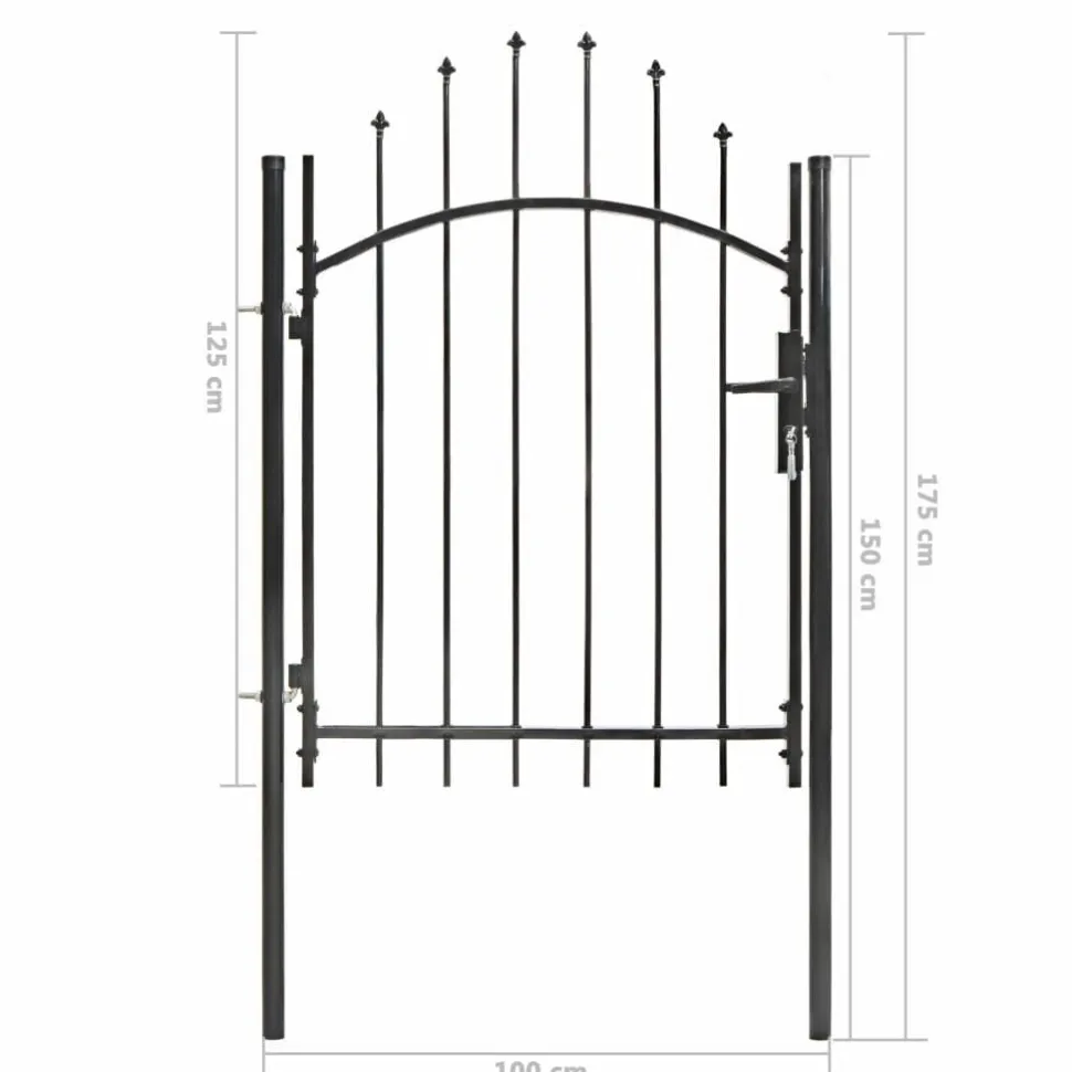 Puutarhaportti teräs 1x1.75m musta