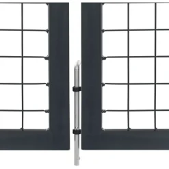 Puutarhaportti tolpilla teräs 350x100cm antrasiitti