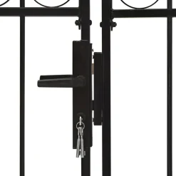 Puutarhaportti tuplaovilla kaareva yläosa teräs 300x125cm musta