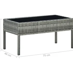 Puutarhapöytä harmaa 75x40x37 cm polyrottinki