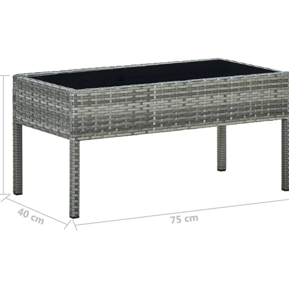 Puutarhapöytä harmaa 75x40x37 cm polyrottinki