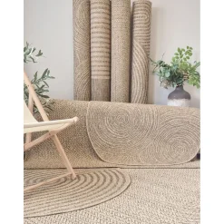 Pyöreä matto Benina Natural Shape, sisä- ja ulkokäyttöön, Ø200cm, ruskea