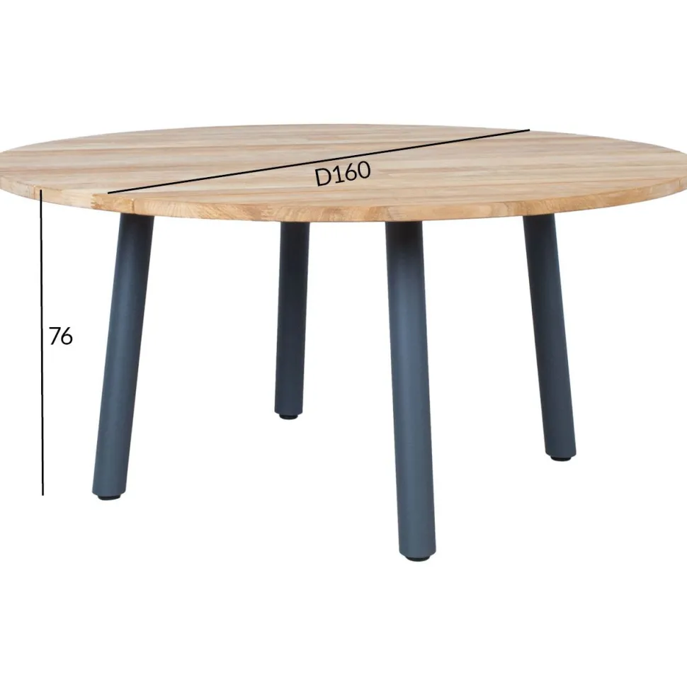Pöytä Home4You MARLINE Ø160xK76 cm, tiikki, ruskea