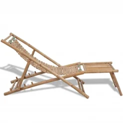 Rantatuoli jalkatuella 152x59x80 cm bambu