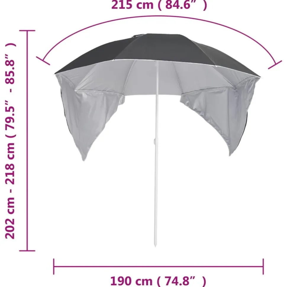 Rantavarjo sivuseinillä 215 cm antrasiitti