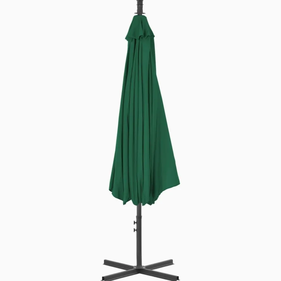 Riippuva aurinkovarjo teräspylväällä 300 cm vihreä