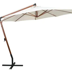 Riippuva päivänvarjo 350 cm puutanko valkoinen