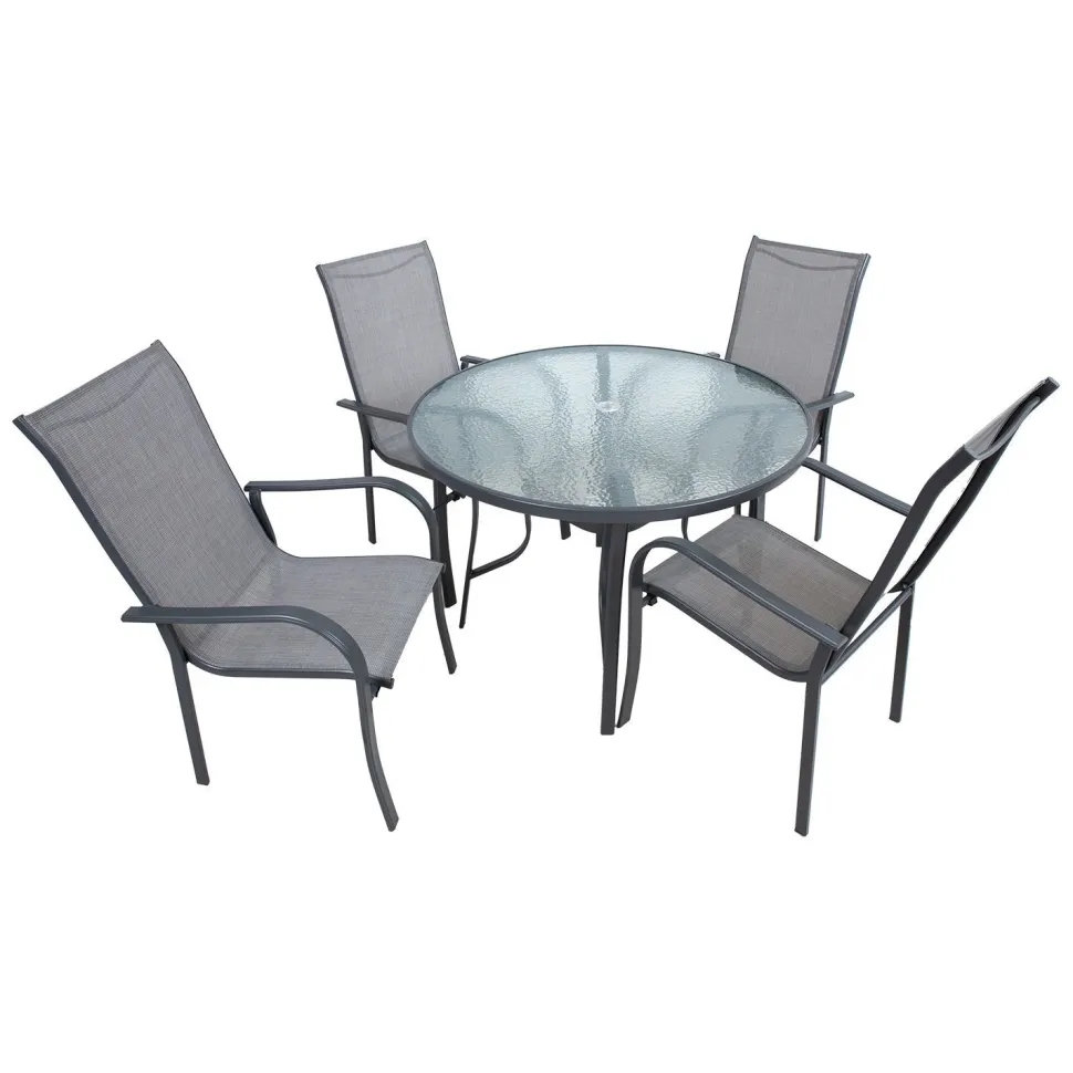 Ruokailuryhmä Home4You Everetø102cm + 4 tuolia, harmaa