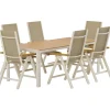 Ruokailuryhmä ulos Venture Home, beige Break-pöytä 205x90cm + 6 beigeä Panama-tuolia