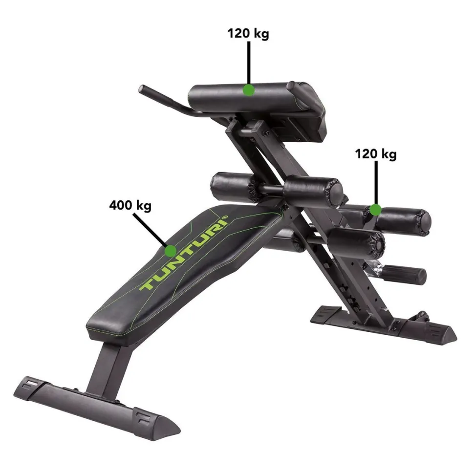 Selkä- ja vatsapenkki Tunturi CT80 Core Trainer kokoontaitettava max. 150 kg