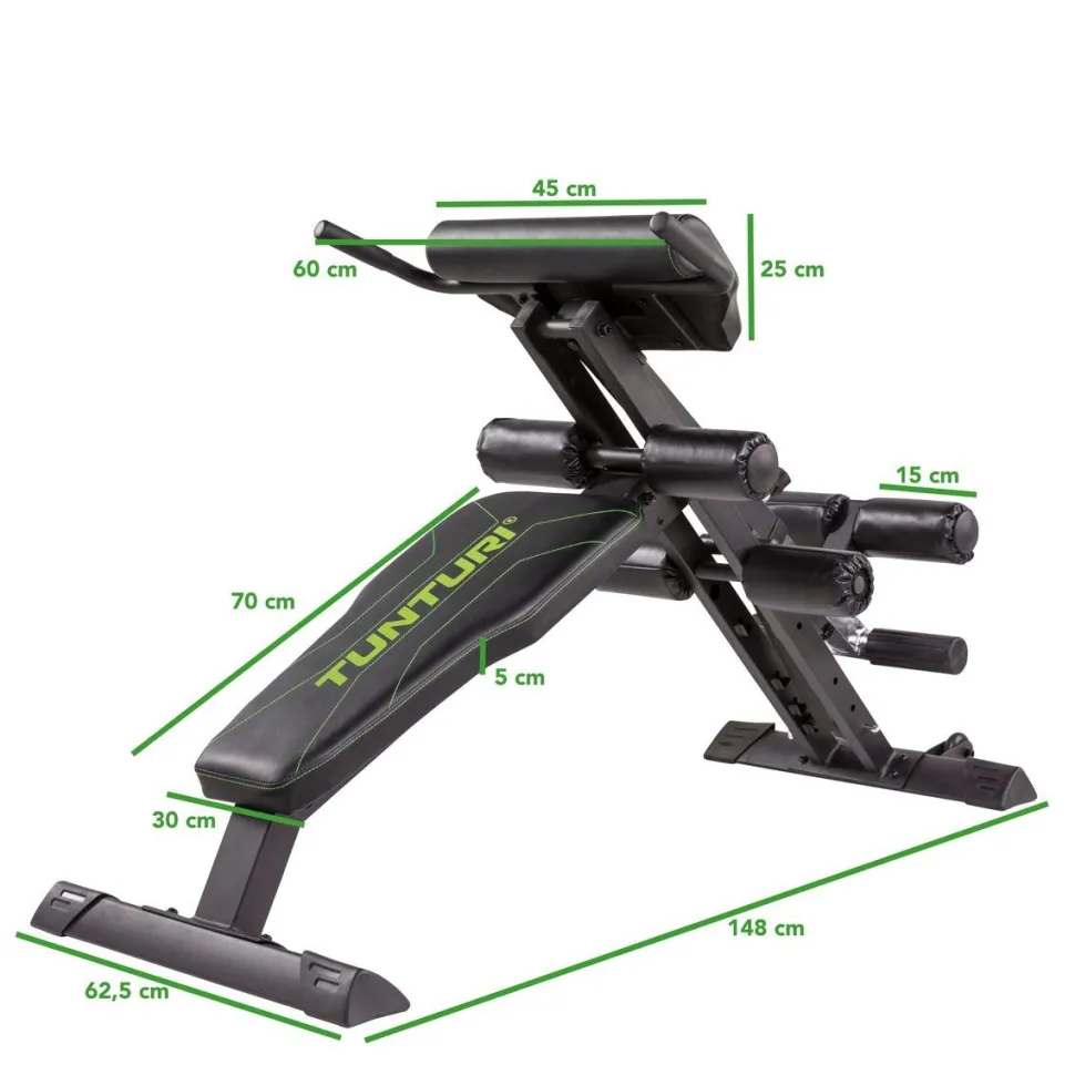 Selkä- ja vatsapenkki Tunturi CT80 Core Trainer kokoontaitettava max. 150 kg