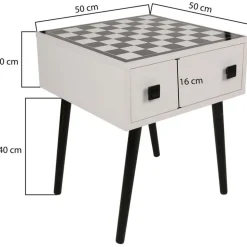 Shakkipöytä Linento Furniture Chesso, 50x50cm, musta/valkoinen