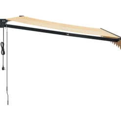 Sisäänkelattava markiisi, automaattinen, keltainen/valkoinen 3x2,5 m