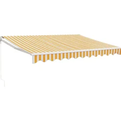 Sisäänkelattava markiisi keltavalkoinen 3x2,5 m kangas/alumiini