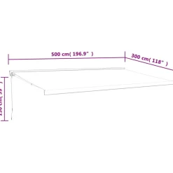 Sisäänkelattava markiisi keltavalkoinen 5x3 m kangas/alumiini