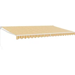 Sisäänkelattava markiisi keltainen/valkoinen 5x3 m kangas/alumiini