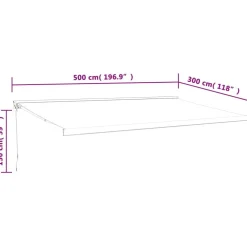 Sisäänkelattava markiisi kermanvalkoinen 5x3 m kangas/alumiini