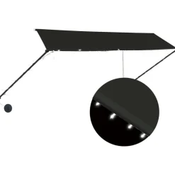 Sisäänkelattava markiisi ledillä 350x150 cm antrasiitti