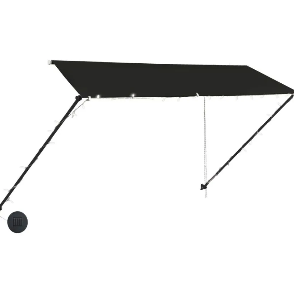 Sisäänkelattava markiisi ledillä 350x150 cm antrasiitti