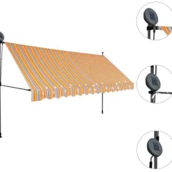 Sisäänkelattava markiisi ledillä 400 cm keltainen ja sininen