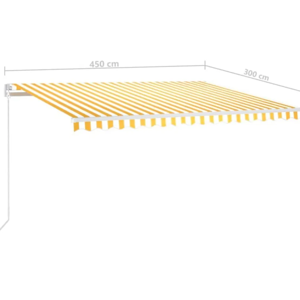 Sisäänkelattava markiisi 2 LEDillä 300x250cm sininen/valkoinen