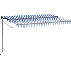 Sisäänkelattava markiisi 2 LED/tuulisensori 300x250 cm sininen/valkoinen