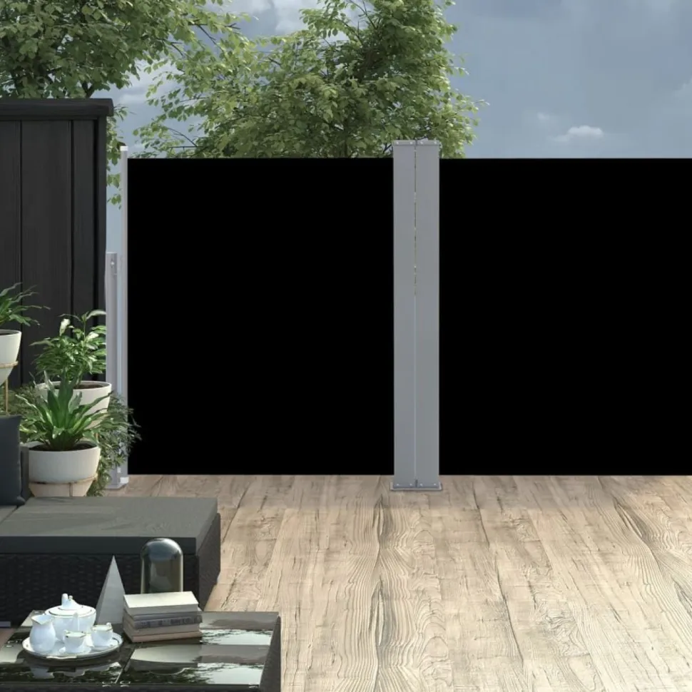 Sisäänvedettävä sivumarkiisi 160x600 cm musta
