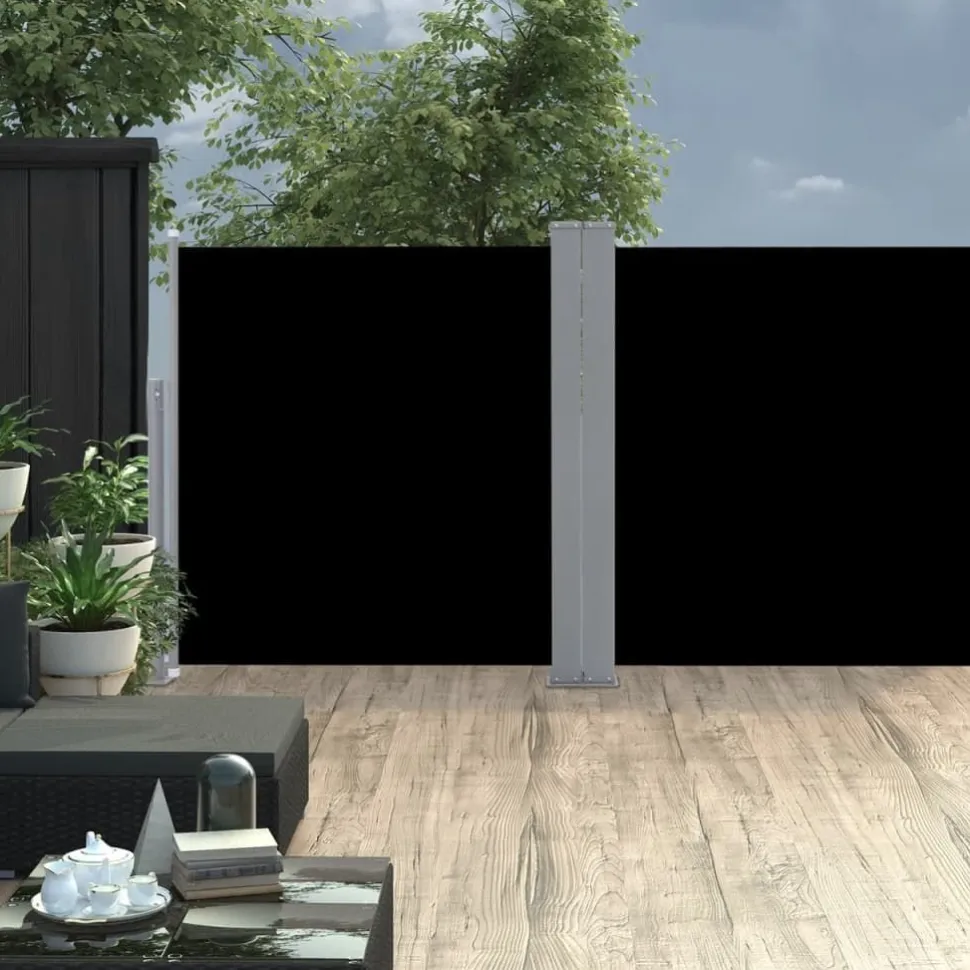 Sisäänvedettävä sivumarkiisi 120x600 cm musta
