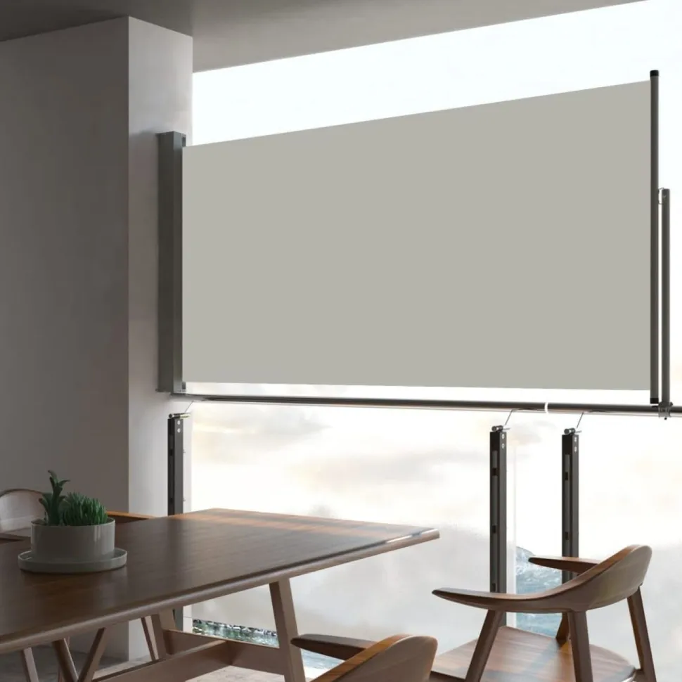 Sisäänvedettävä terassin sivumarkiisi 80x300 cm kerma