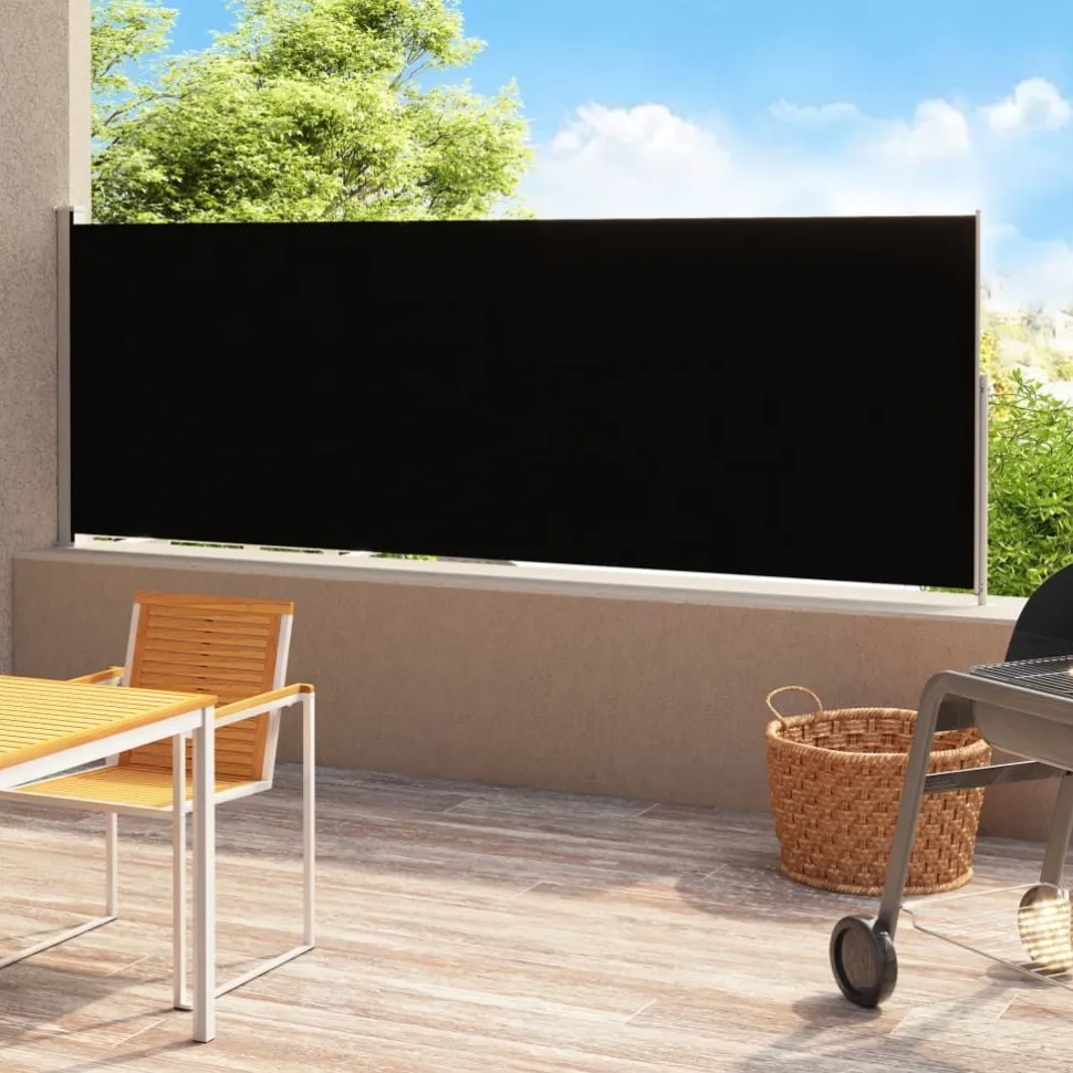 Sisäänvedettävä terassin sivumarkiisi 200x500 cm musta