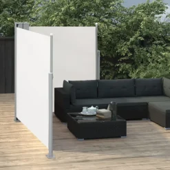 Sisäänvedettävä terassin tuplasivumarkiisi 170x600 cm kerma