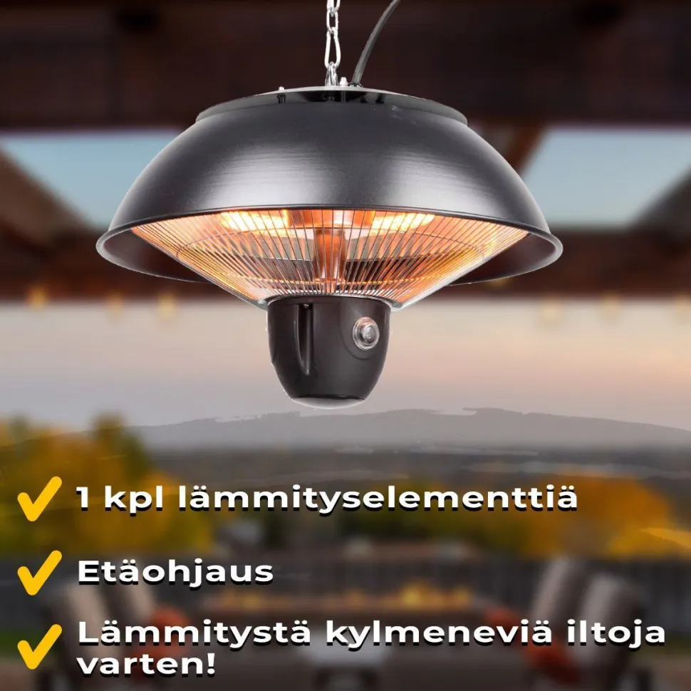 Terassilämmitin Fornorth kattoon 1500W etäohjaus, musta