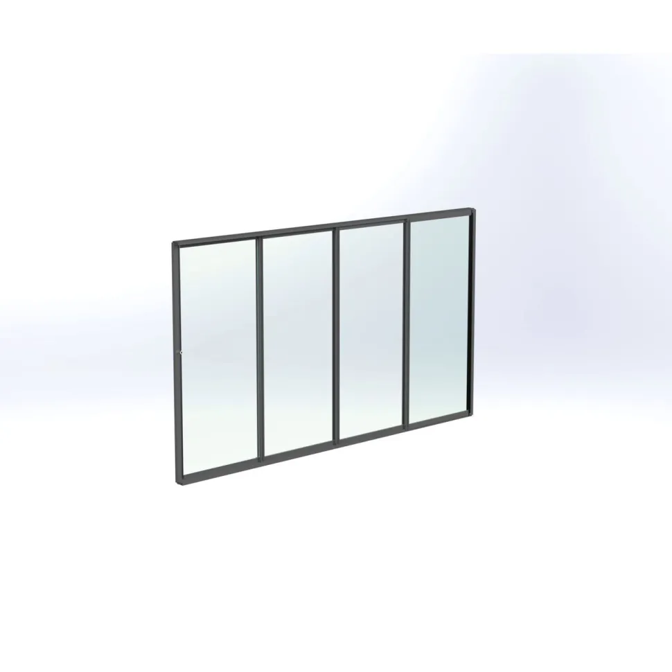 Terassin lasiliukuovi Keraplast 4-os. 2100x3800mm, kirkas/harmaa, sisäpuolinen nuppilukitus