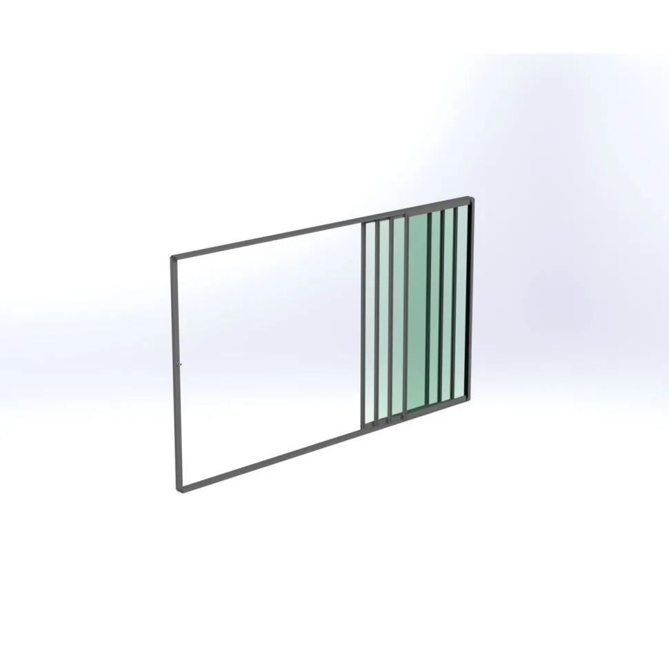Terassin lasiliukuovi Keraplast 4-os. 2100x3800mm, kirkas/harmaa, sisäpuolinen nuppilukitus