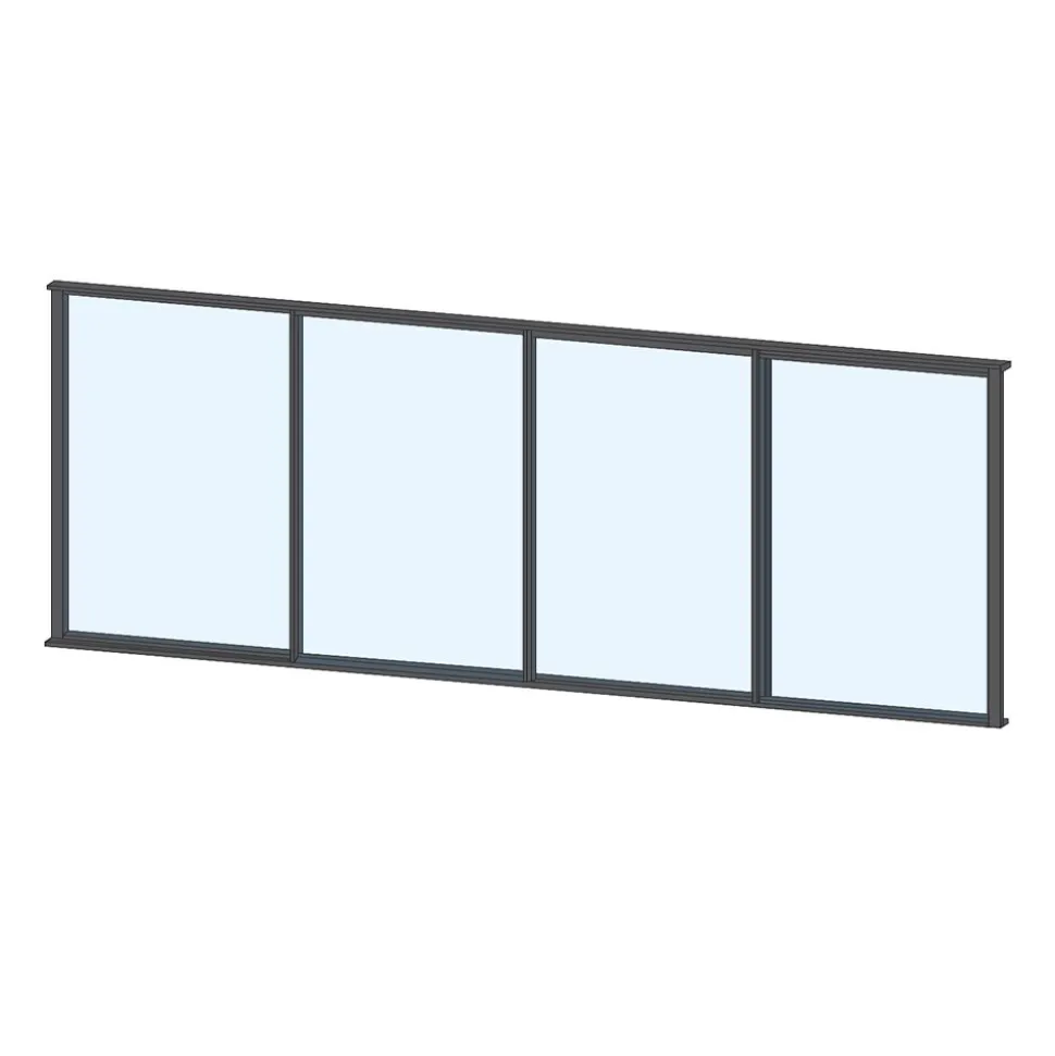 Terassin liukulasi-ikkuna Keraplast 4-os. 1100x3800mm, kirkas/harmaa