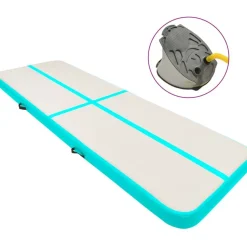 Täytettävä voimistelumatto pumpulla 500x100x15 cm PVC vihreä
