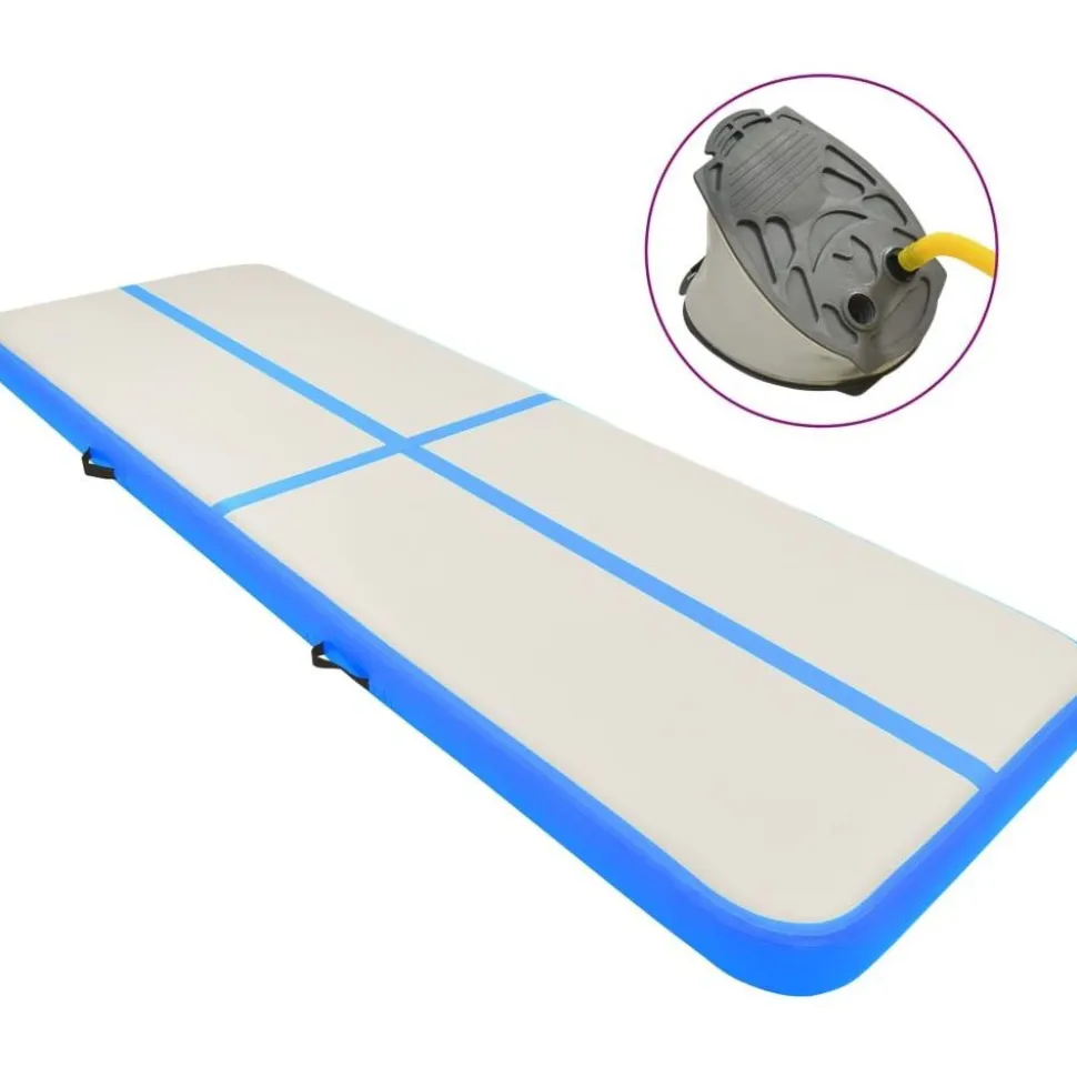 Täytettävä voimistelumatto pumpulla 400x100x20cm PVC sininen