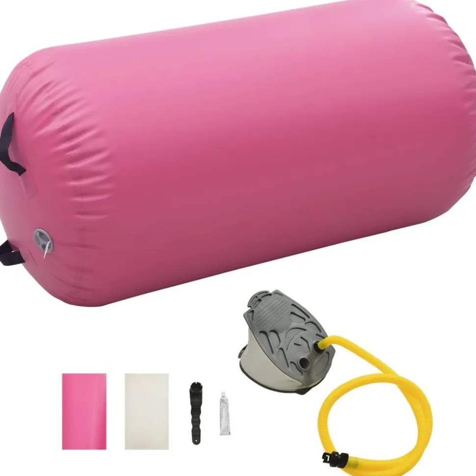 Täytettävä voimistelurulla pumpulla 120x90 cm PVC pinkki