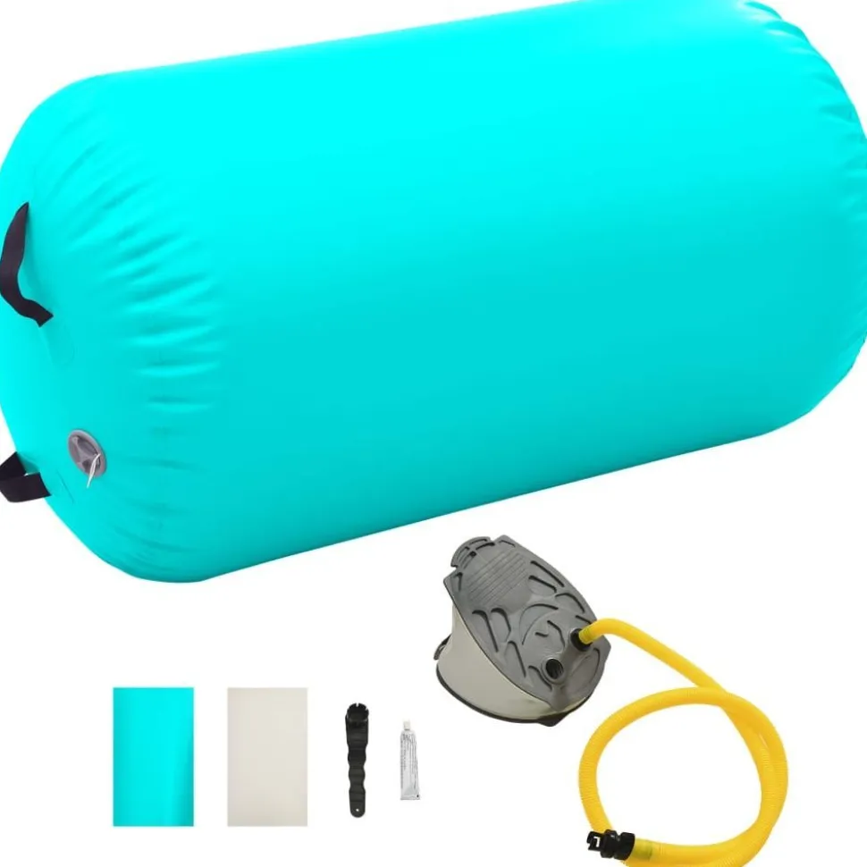 Täytettävä voimistelurulla pumpulla 100x60 cm PVC vihreä