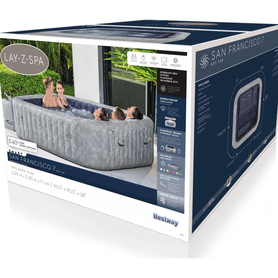 Ulkoporeallas Bestway Lay-Z-Spa San Francisco Smart Luxe Hydrojet Pro, 7 hlöä