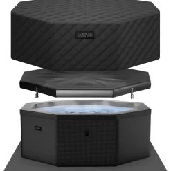 Ulkoporeallas Wave Spa Como, 6 hlöä, 90 suutinta, WiFi, kahdeksankulmainen, koottava, musta