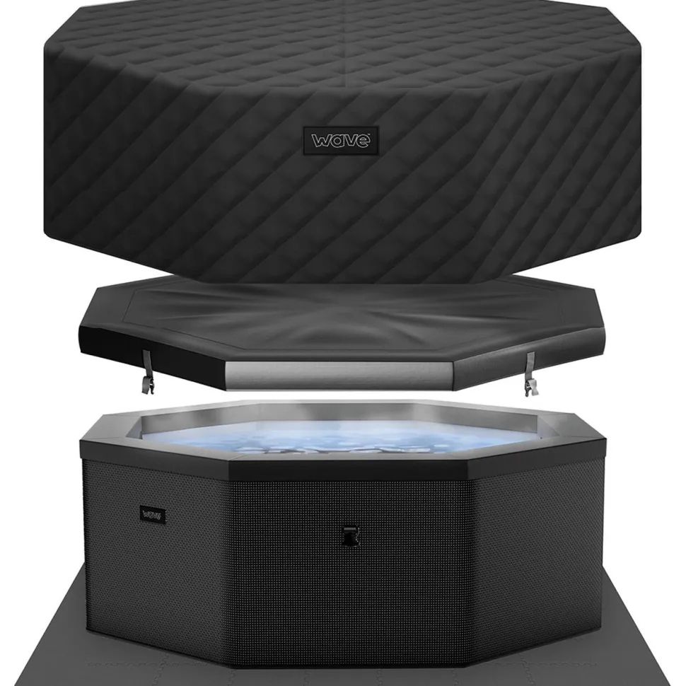 Ulkoporeallas Wave Spa Como, 6 hlöä, 90 suutinta, WiFi, kahdeksankulmainen, koottava, musta